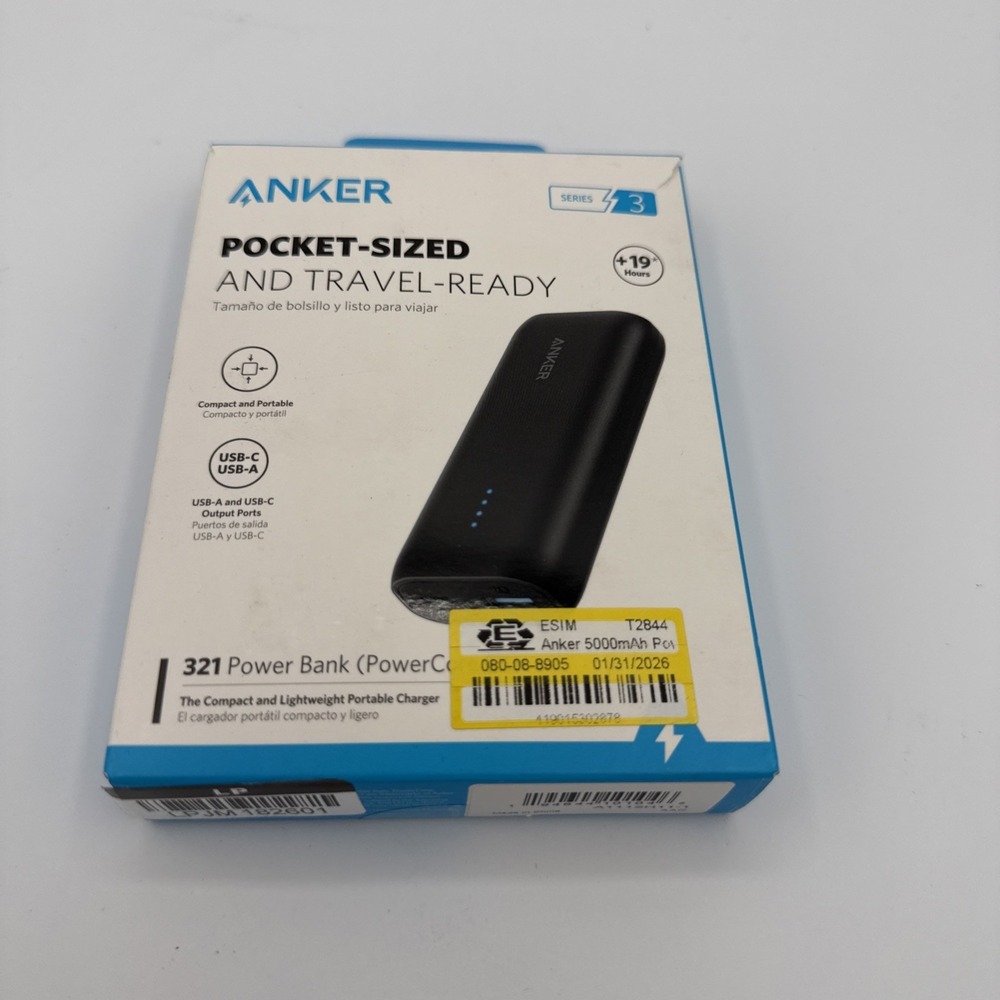 Anker Power Bank - 20,000mAh, 15W, 2-Port - Black - Open Box